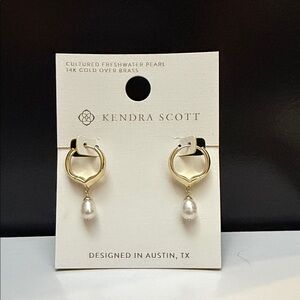 Kendra Scott Gold Hoop Earrings with White Pearl Drops
